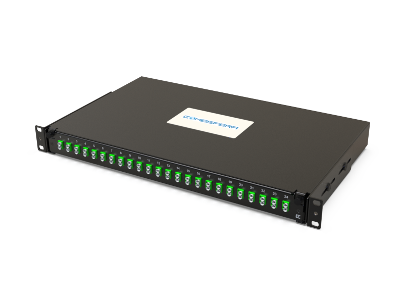 Fiber splice panel 24 x LCD-APC SM 1U (loaded)