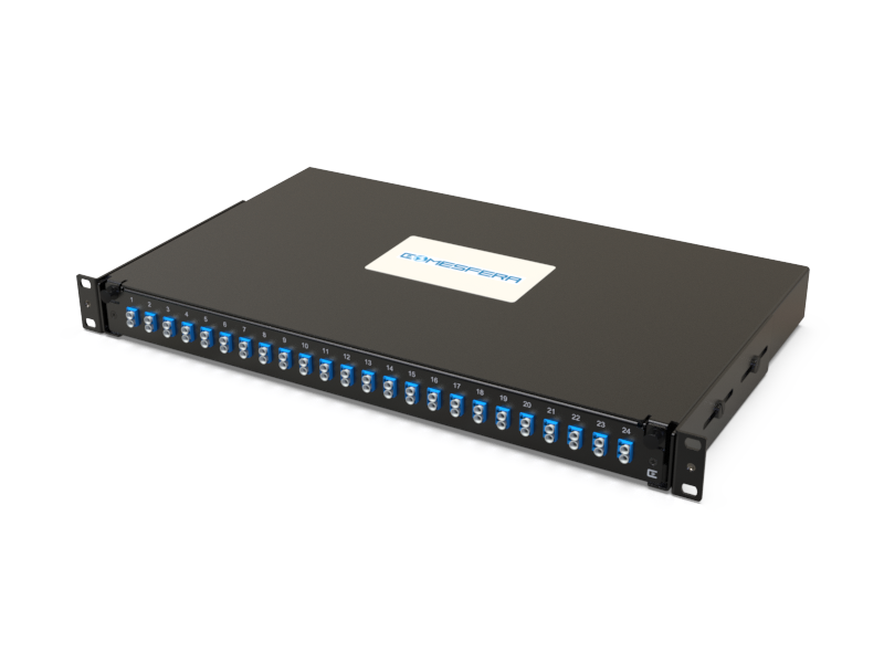 Fiber splice panel 24 x LCD-UPC SM 1U (loaded)