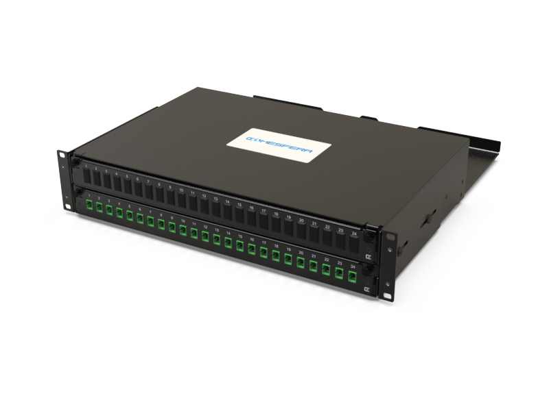 Fiber splice panel 24 x SC-APC SM 2U (loaded)