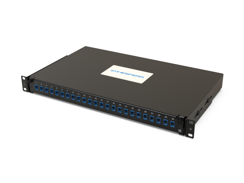 Fiber splice panel 24 x SC-UPC SM 1U (loaded)