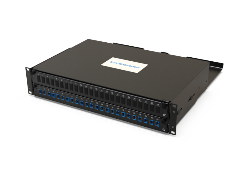 Fiber splice panel 24 x SC-UPC SM 2U (loaded)