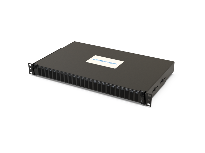 Fiber splice panel 24 x SCD LCQ 1U (unloaded)