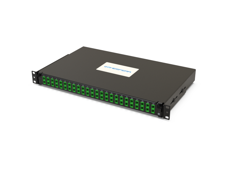 Fiber splice panel 24 x SCD-APC SM 1U (loaded)
