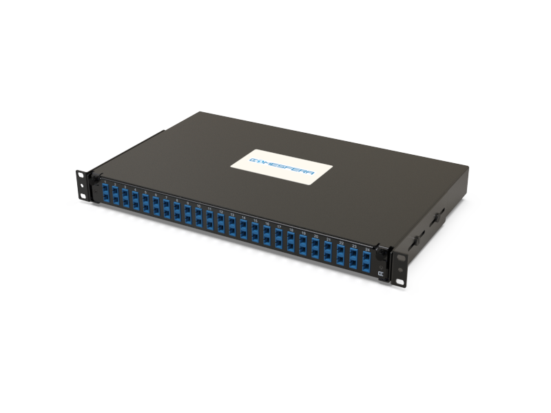 Fiber splice panel 24 x SCD-UPC SM 1U (loaded)
