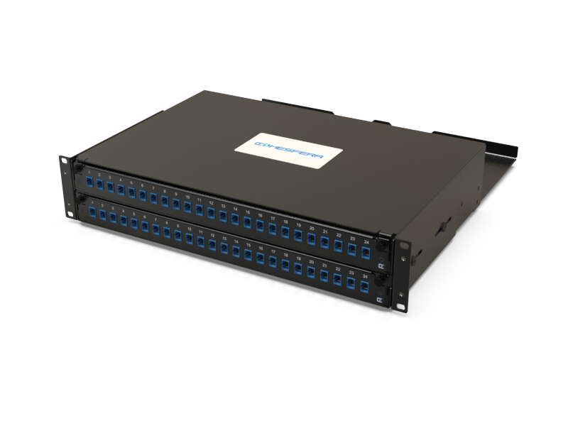 Fiber splice panel 48 x SC-UPC SM 2U (loaded)