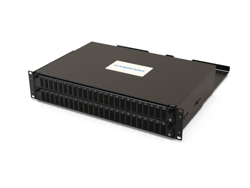 Fiber splice panel 48 x SCD LCQ 2U (unloaded)