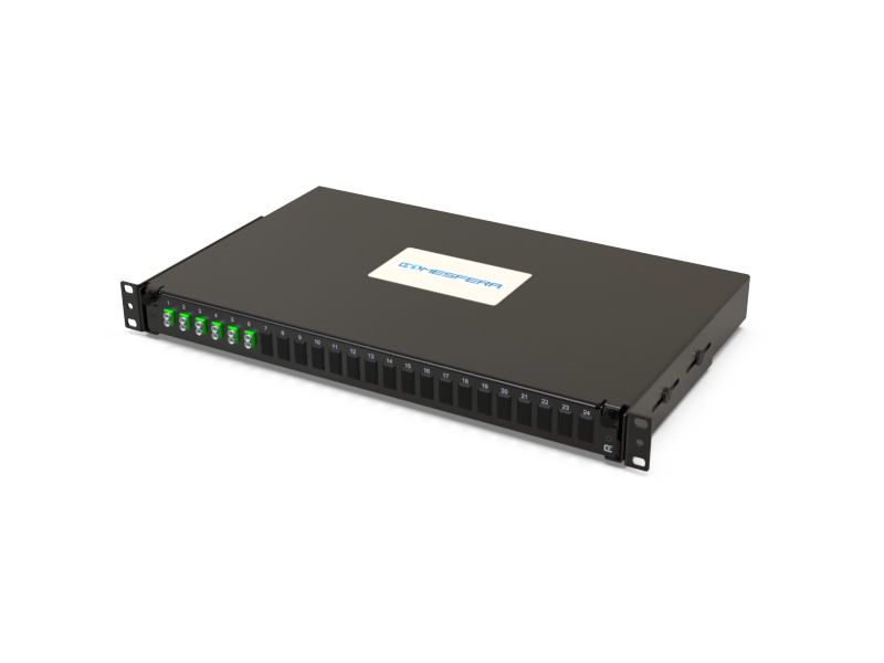 Fiber splice panel 6 x LCD-APC SM 1U (loaded)