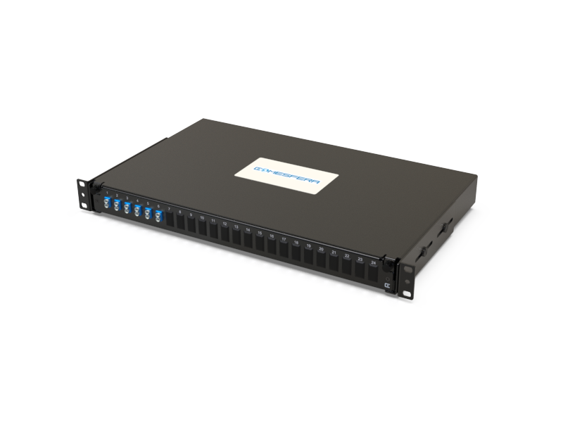 Fiber splice panel 6 x LCD-UPC SM 1U (loaded)
